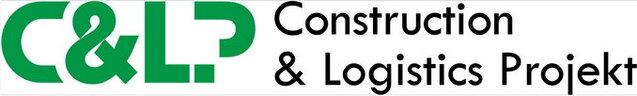Logo von C&L: Schriftzug "Construction & Logistics Projekt" in gr&uuml;ner und schwarzer Schrift auf wei&szlig;em Hintergrund.